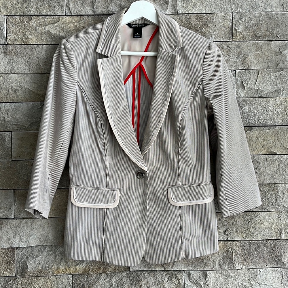 WHBM beige pinstripe blazer
